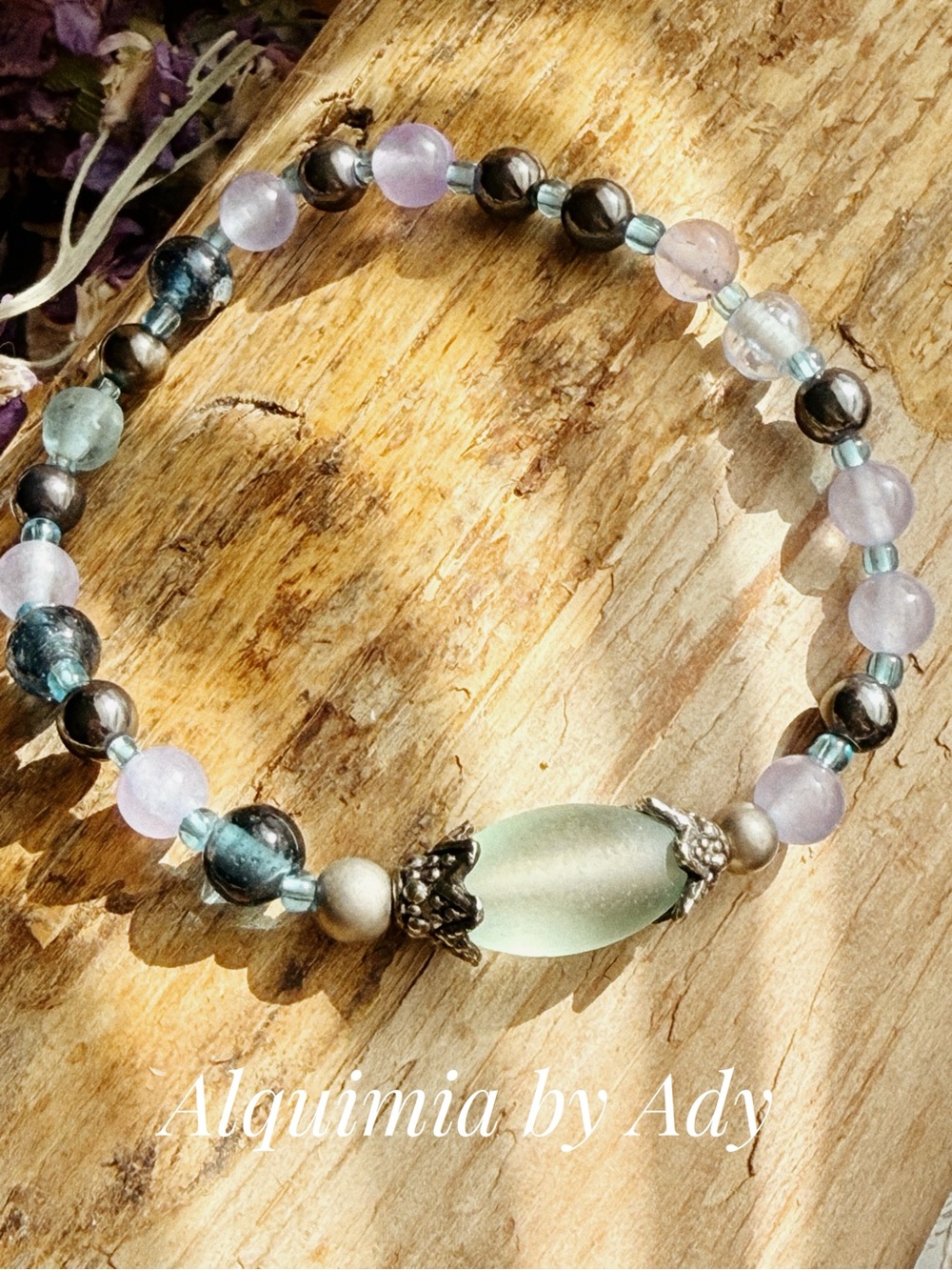 Alquimia Pastel Green and Lavender jade Mixed-Bead Bracelet